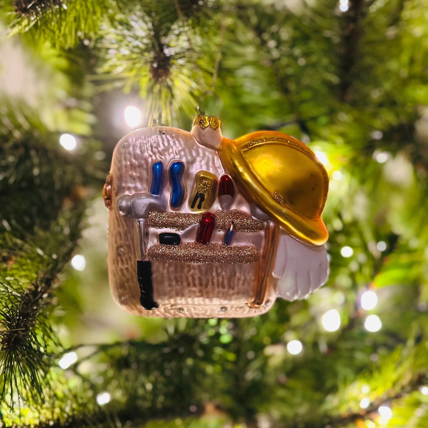 Kerstbal Gereedschapstas met helm