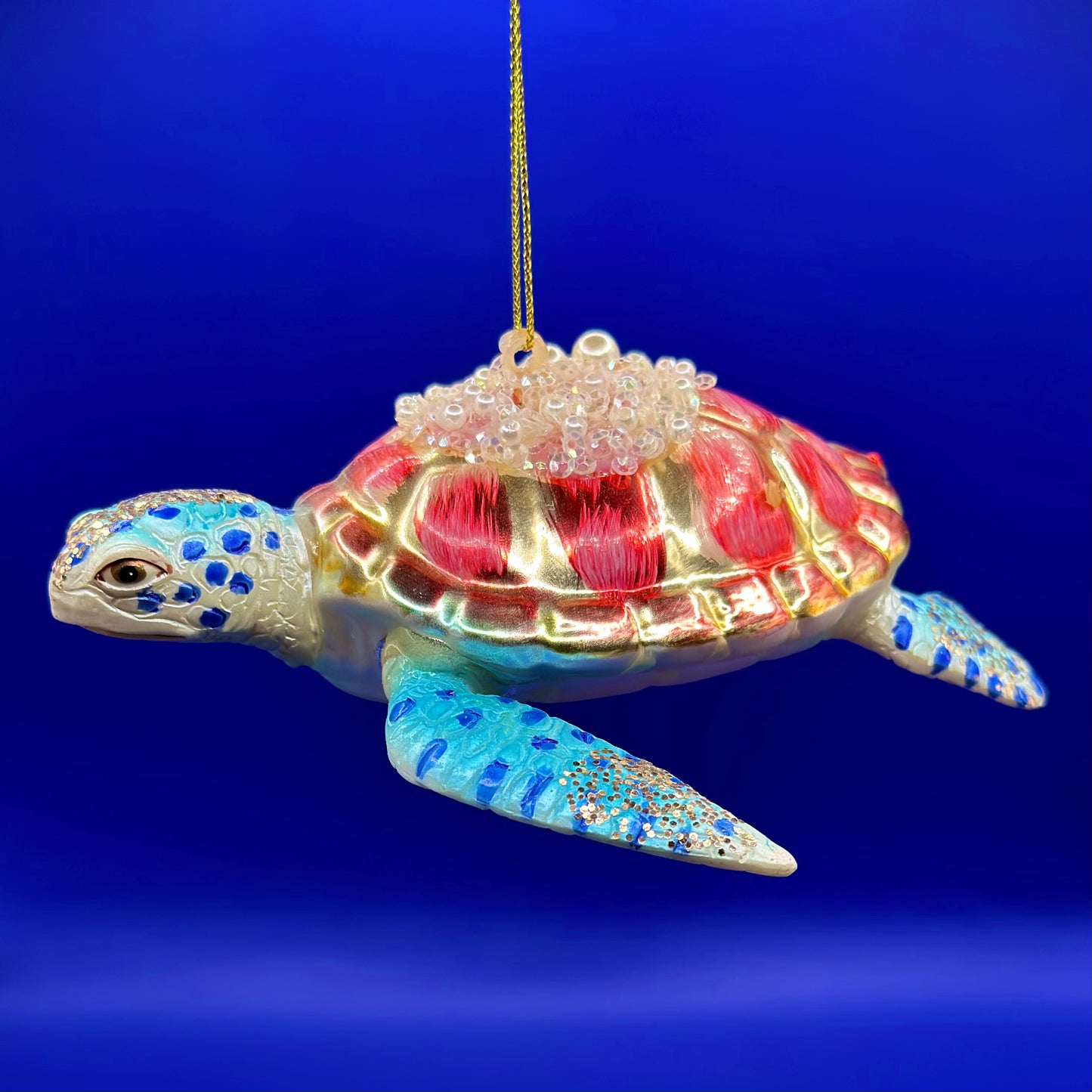 Kerstbal Schildpad blauw
