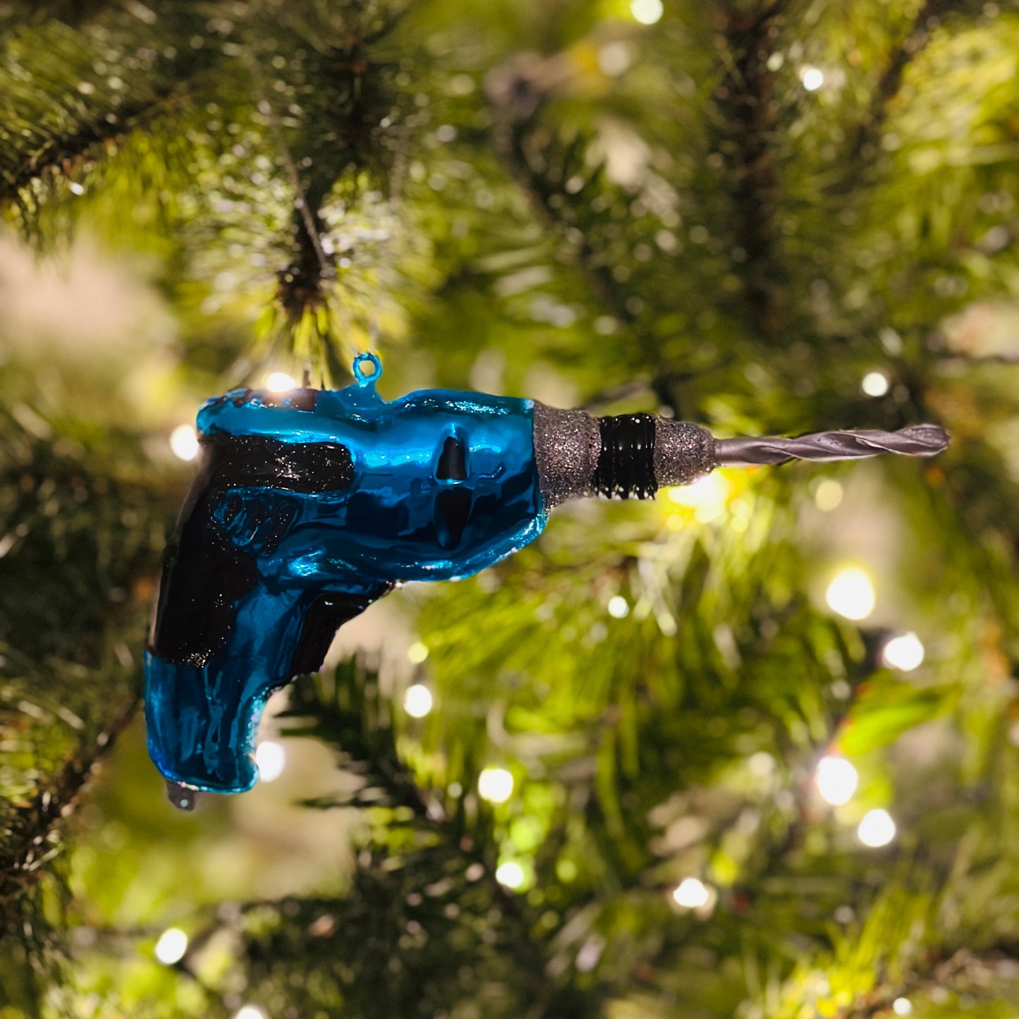 Kerstbal Boormachine blauw