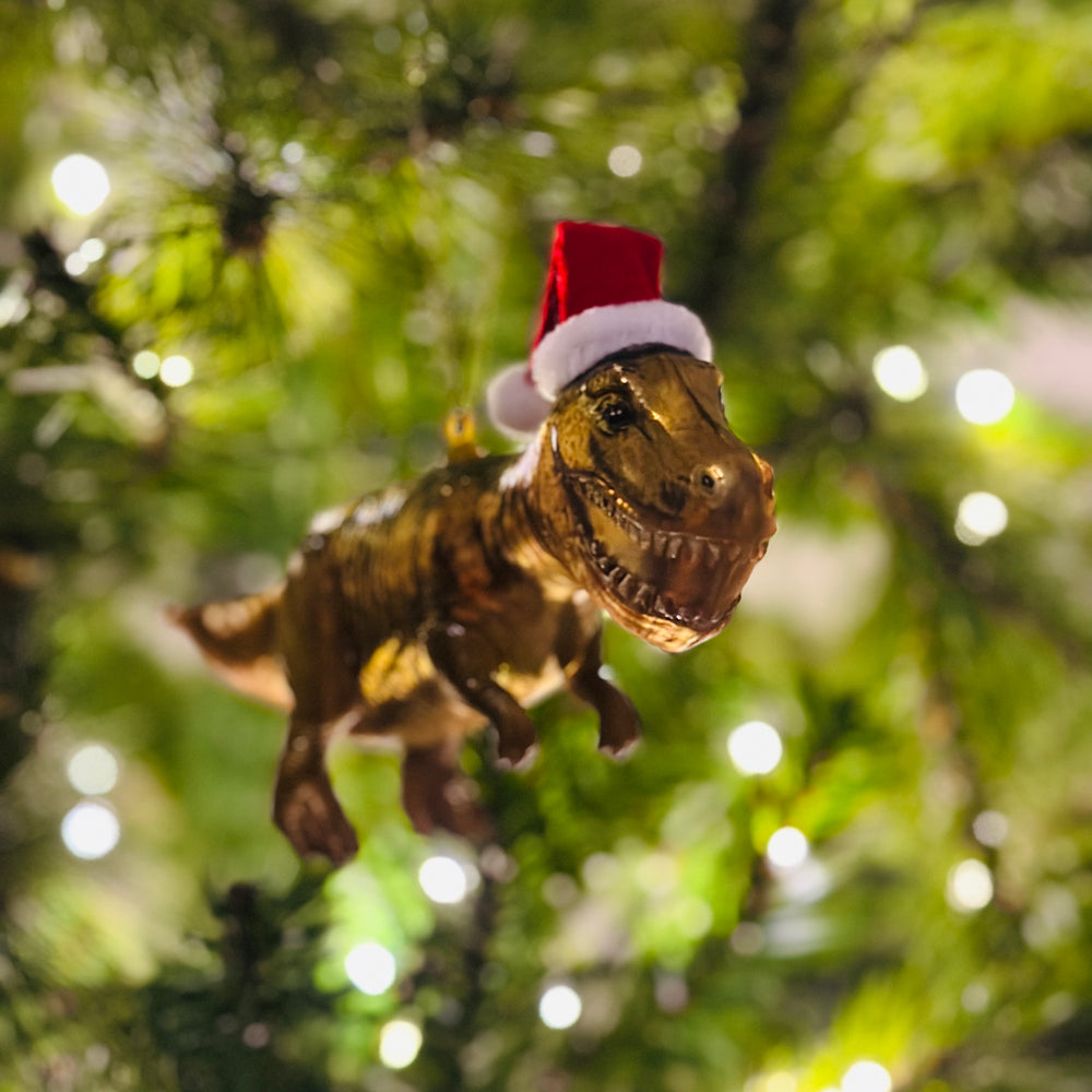 Kerstbal T-rex kerstmuts